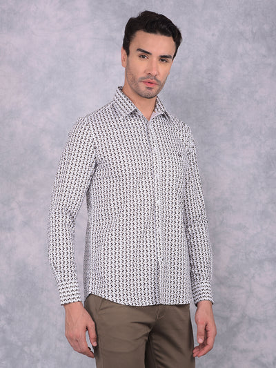 Grey Printed 100% Cotton Shirt-Men Shirts-Crimsoune Club