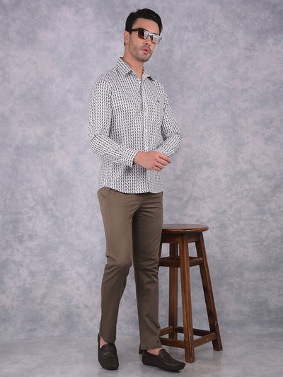 Grey Printed 100% Cotton Shirt-Men Shirts-Crimsoune Club