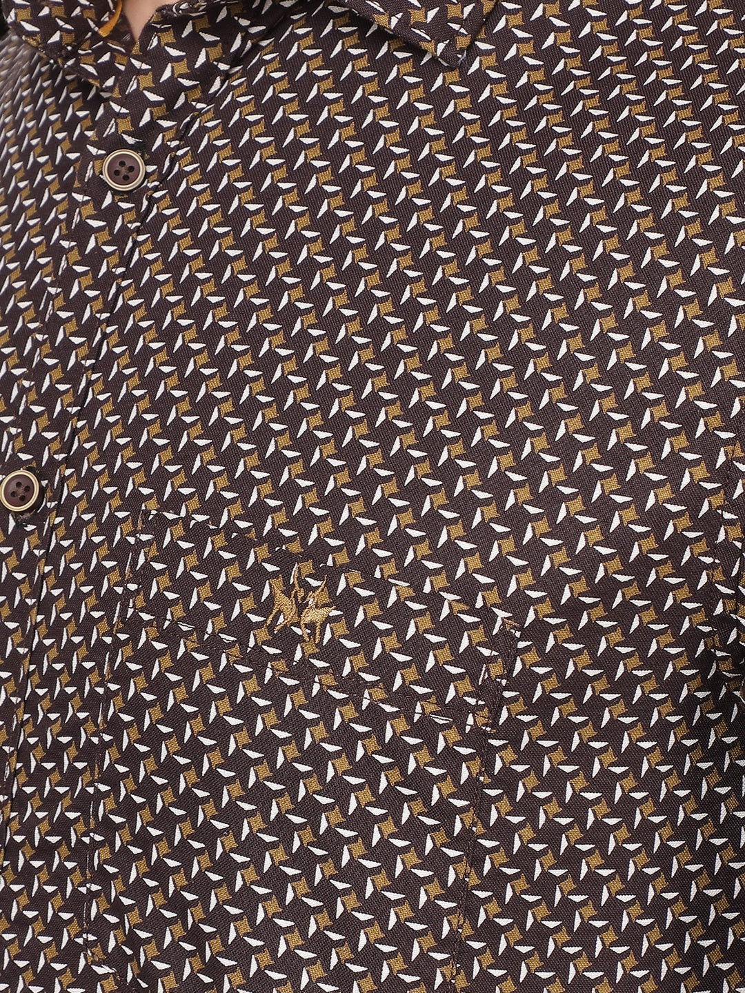 Brown Printed 100% Cotton Shirt-Men Shirts-Crimsoune Club