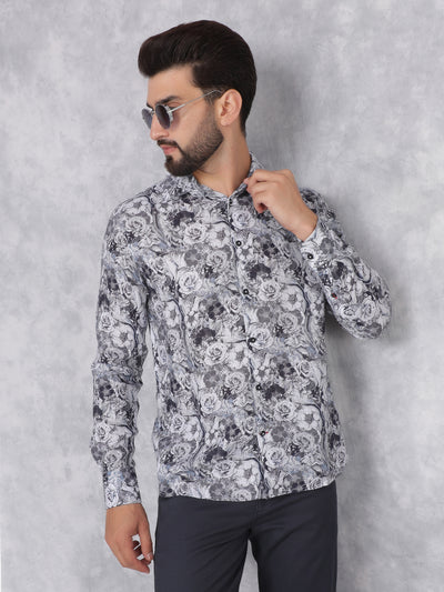 Multi-Color Floral Print Linen Shirt-Men Shirts-Crimsoune Club