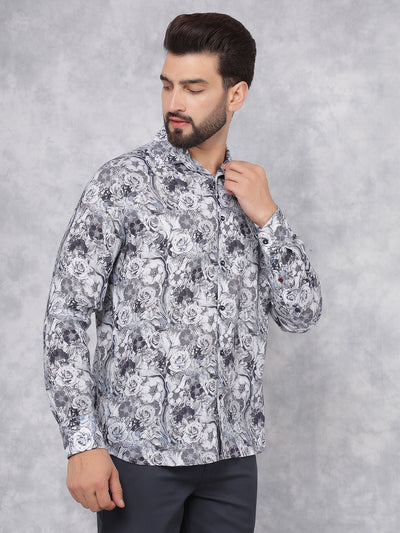 Multi-Color Floral Print Linen Shirt-Men Shirts-Crimsoune Club