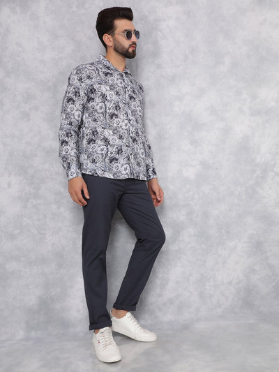 Multi-Color Floral Print Linen Shirt-Men Shirts-Crimsoune Club