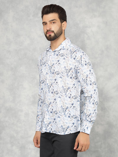 Multi-Color Floral Print Linen Shirt-Men Shirts-Crimsoune Club