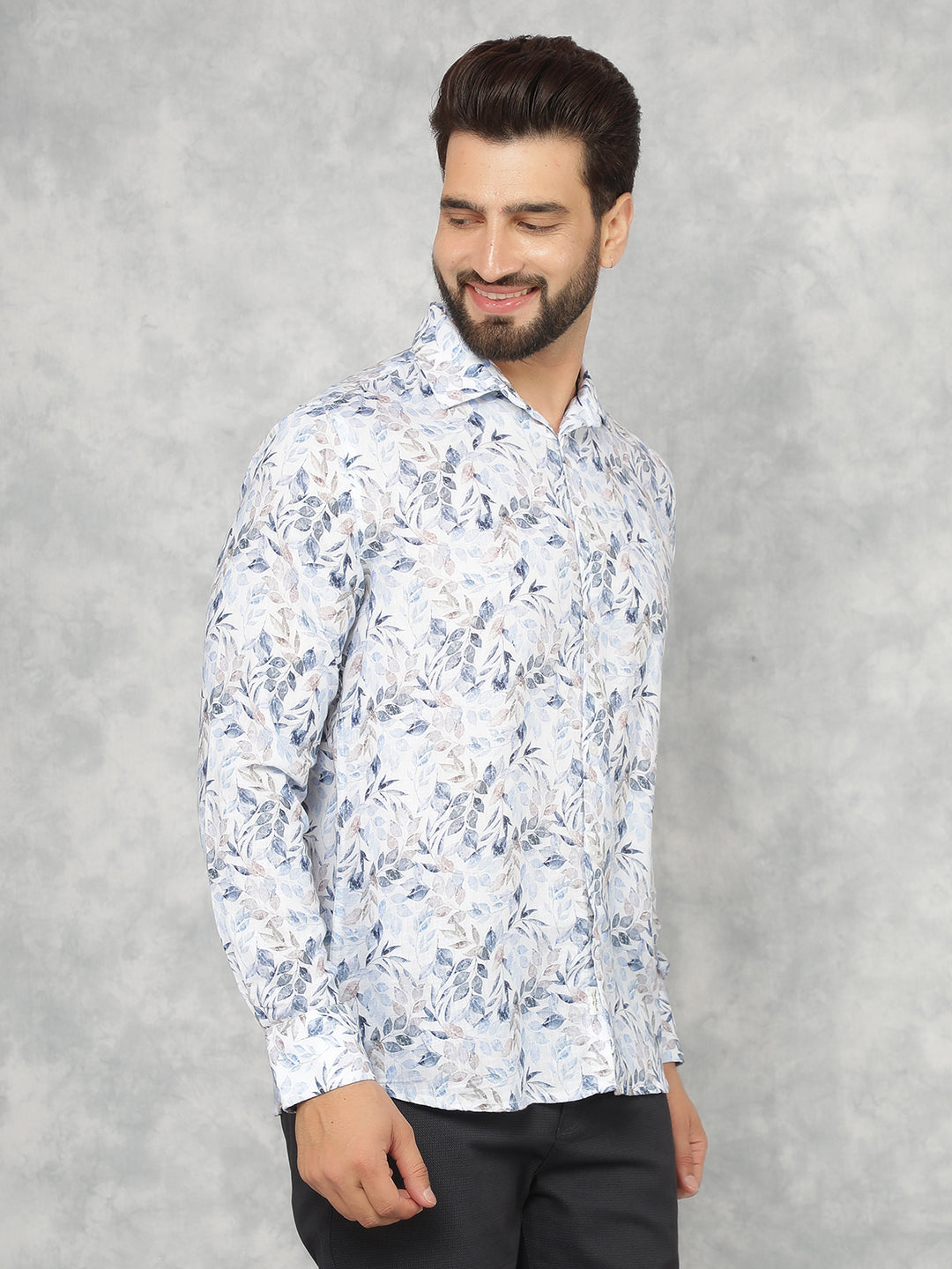 Multi-Color Floral Print Linen Shirt-Men Shirts-Crimsoune Club