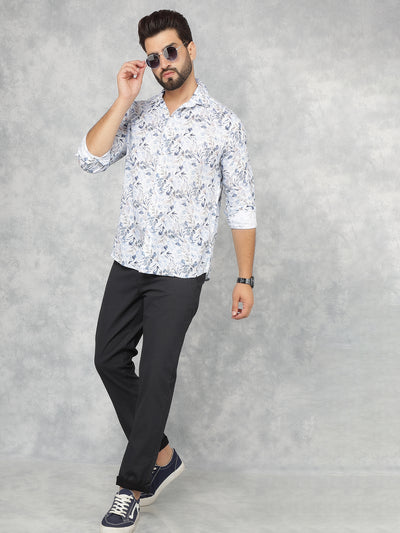 Multi-Color Floral Print Linen Shirt-Men Shirts-Crimsoune Club