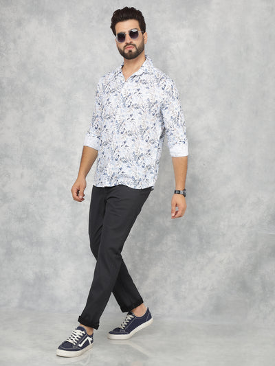 Multi-Color Floral Print Linen Shirt-Men Shirts-Crimsoune Club