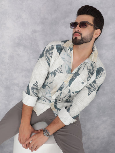 Green Printed Shirt-Men Shirts-Crimsoune Club