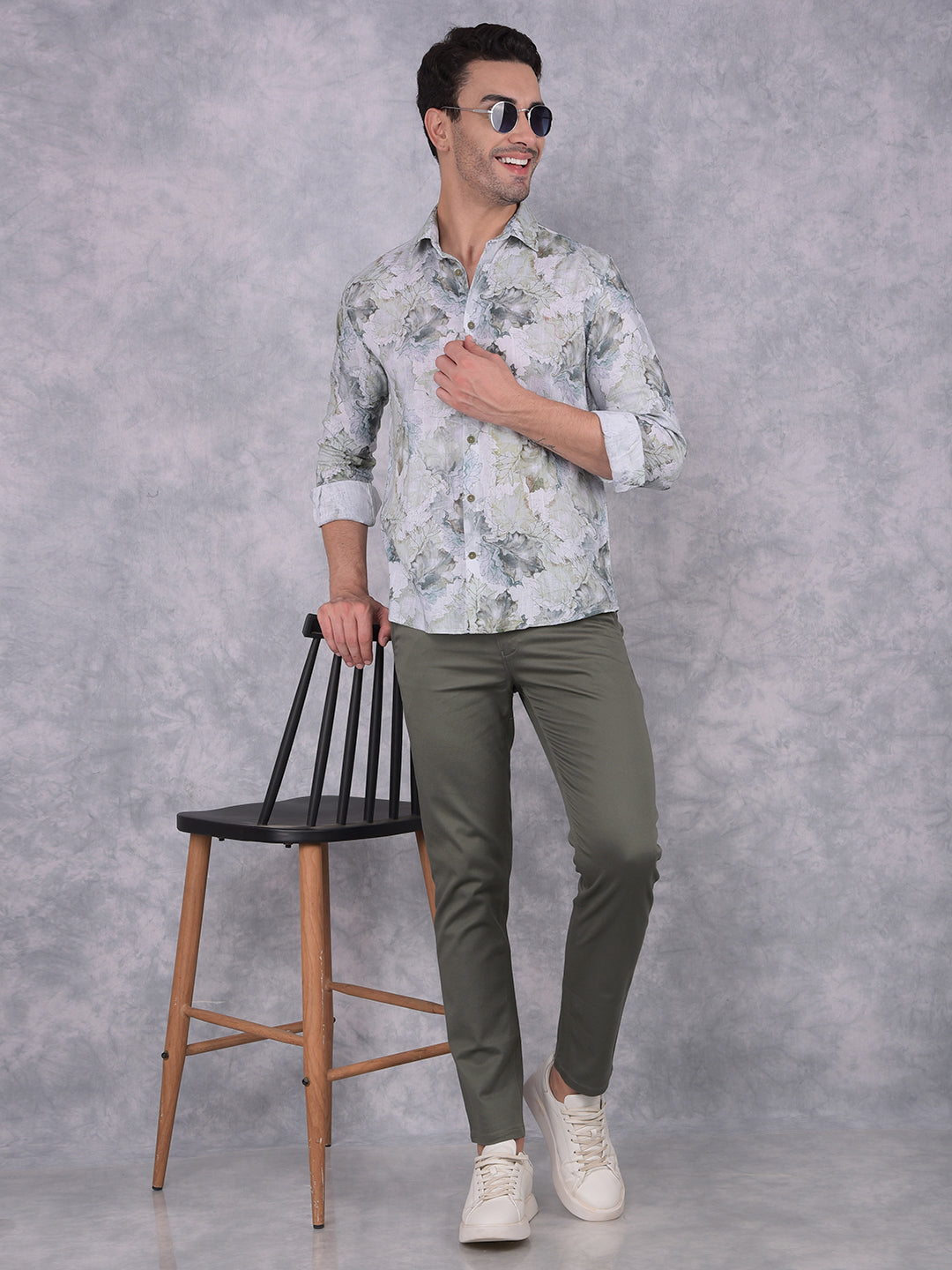 Multi-Color Floral Print Linen Shirt-Men Shirts-Crimsoune Club