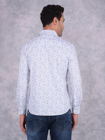 Blue Printed 100% Cotton Shirt-Men Shirts-Crimsoune Club