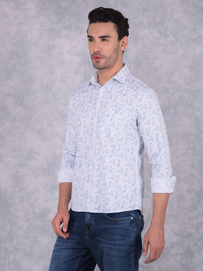 Blue Printed 100% Cotton Shirt-Men Shirts-Crimsoune Club