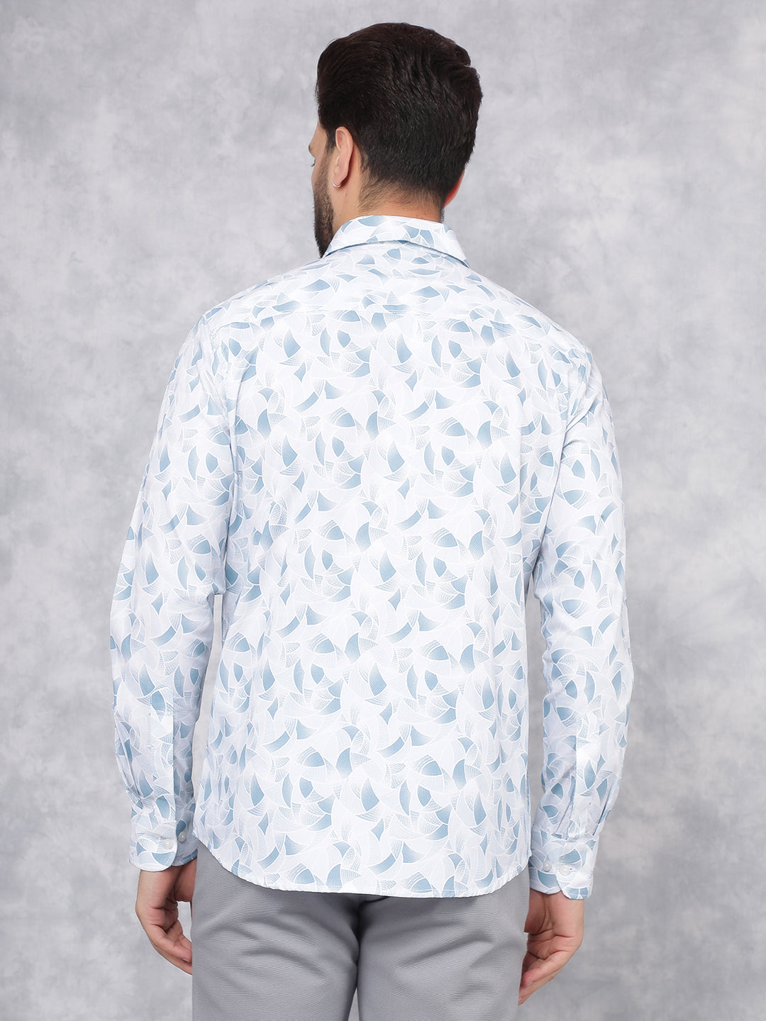 Blue Printed 100% Cotton Shirt-Men Shirts-Crimsoune Club