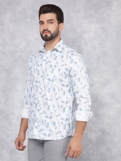 Blue Printed 100% Cotton Shirt-Men Shirts-Crimsoune Club