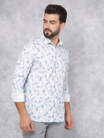 Blue Printed 100% Cotton Shirt-Men Shirts-Crimsoune Club