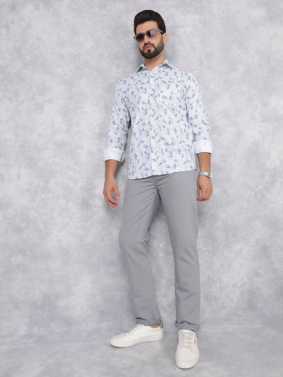 Blue Printed 100% Cotton Shirt-Men Shirts-Crimsoune Club