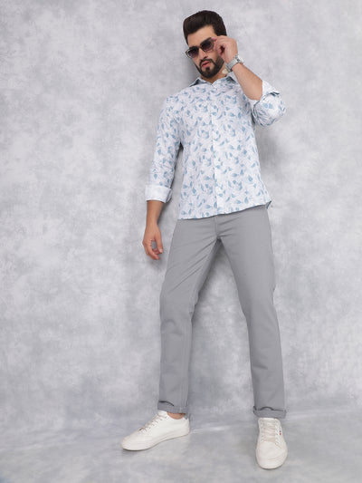 Blue Printed 100% Cotton Shirt-Men Shirts-Crimsoune Club