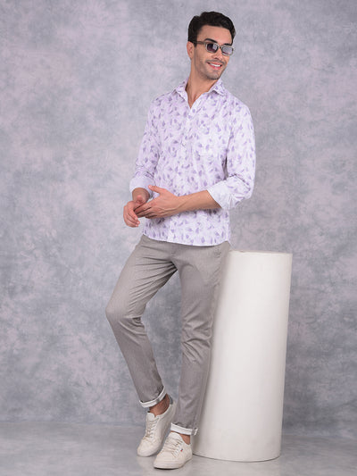 Purple Printed 100% Cotton Shirt-Men Shirts-Crimsoune Club