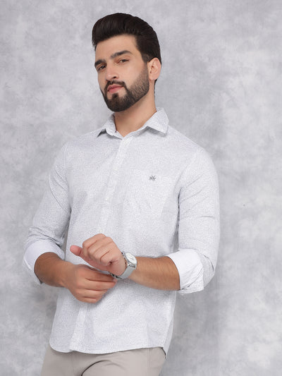 White Printed 100% Cotton Shirt-Men Shirts-Crimsoune Club