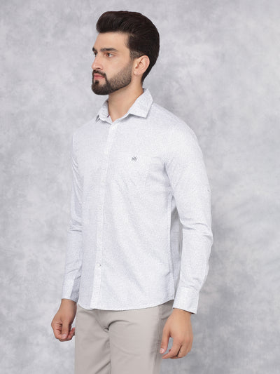 White Printed 100% Cotton Shirt-Men Shirts-Crimsoune Club