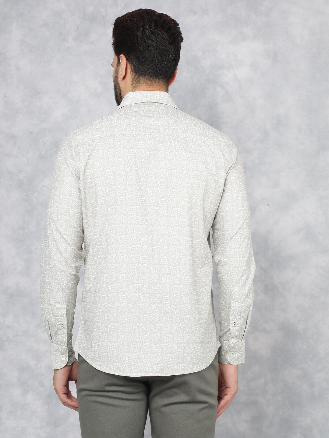 Beige Printed 100% Cotton Shirt-Men Shirts-Crimsoune Club