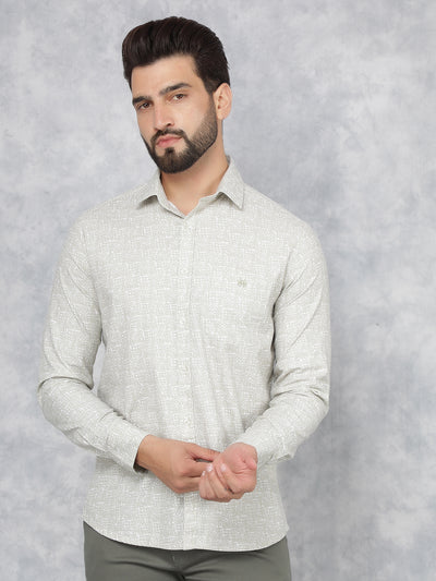 Beige Printed 100% Cotton Shirt-Men Shirts-Crimsoune Club