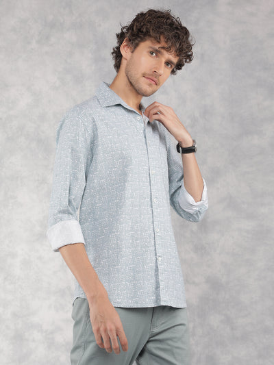 Blue Printed 100% Cotton Shirt-Men Shirts-Crimsoune Club