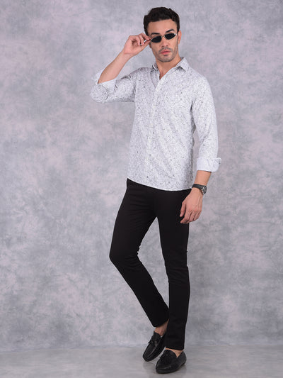 White Printed 100% Cotton Shirt-Men Shirts-Crimsoune Club