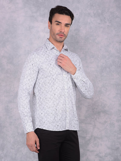 White Printed 100% Cotton Shirt-Men Shirts-Crimsoune Club