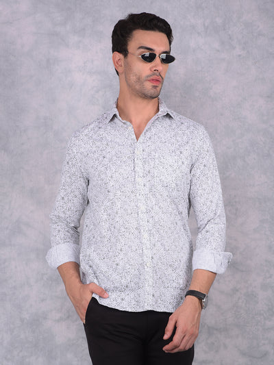 White Printed 100% Cotton Shirt-Men Shirts-Crimsoune Club