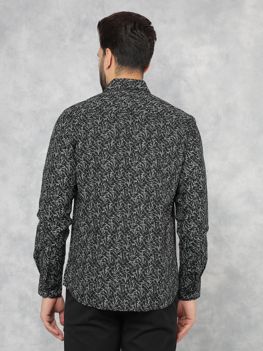 Black Printed 100% Cotton Shirt-Men Shirts-Crimsoune Club