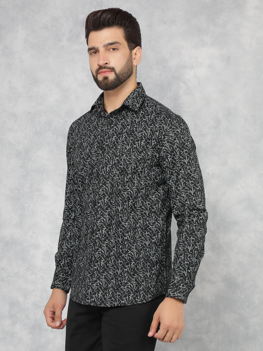 Black Printed 100% Cotton Shirt-Men Shirts-Crimsoune Club