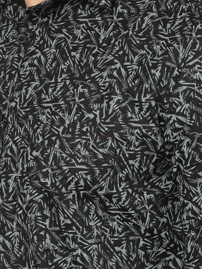 Black Printed 100% Cotton Shirt-Men Shirts-Crimsoune Club