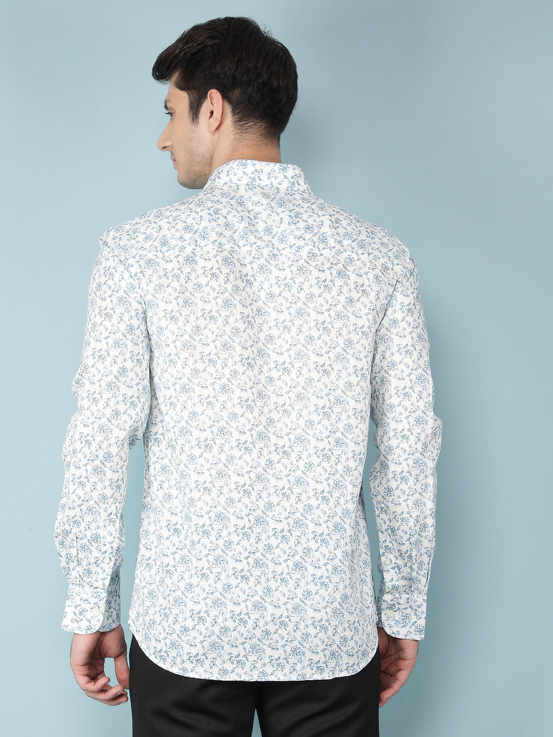 Blue Floral Print Shirt-Men Shirts-Crimsoune Club