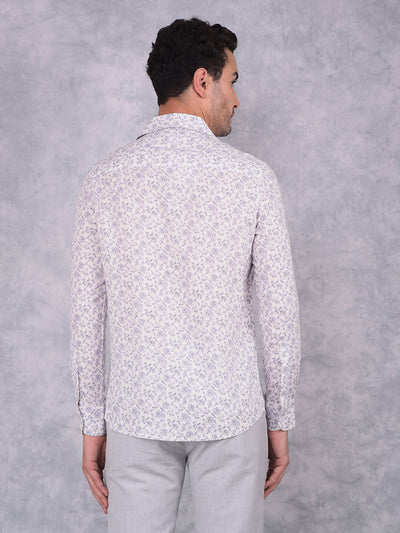 Purple Floral Print Shirt-Men Shirts-Crimsoune Club