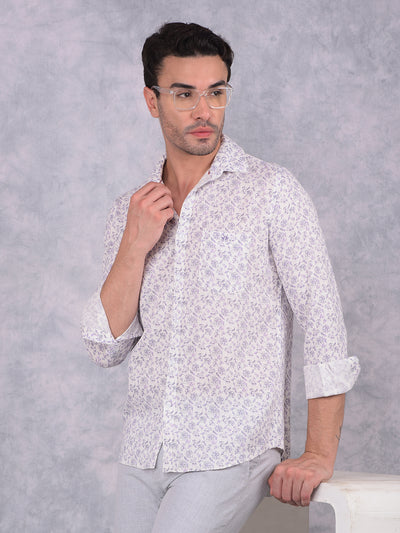 Purple Floral Print Shirt-Men Shirts-Crimsoune Club