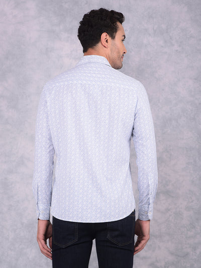 Blue Printed 100% Cotton Shirt-Men Shirts-Crimsoune Club