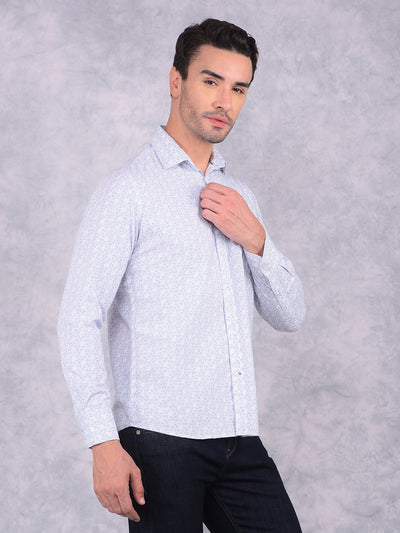 Blue Printed 100% Cotton Shirt-Men Shirts-Crimsoune Club