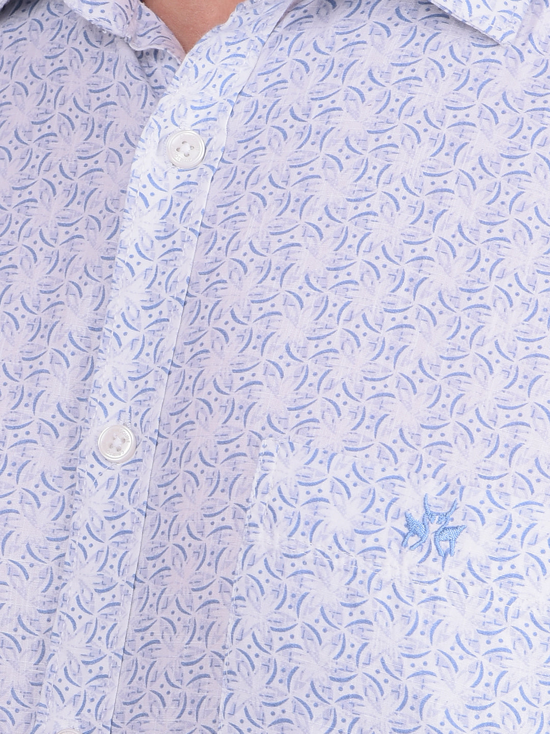 Blue Printed 100% Cotton Shirt-Men Shirts-Crimsoune Club