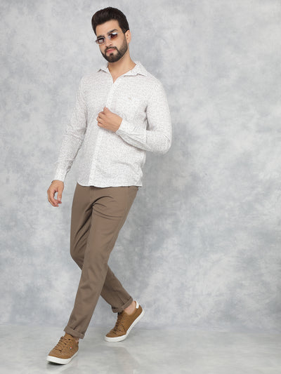 Beige Printed Shirt-Men Shirts-Crimsoune Club