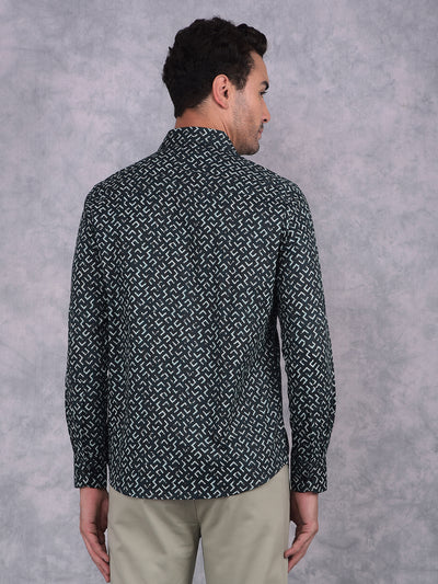 Blue Printed 100% Cotton Shirt-Men Shirts-Crimsoune Club