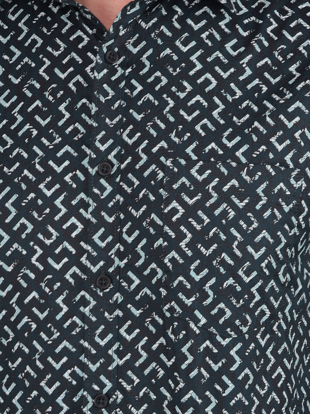 Blue Printed 100% Cotton Shirt-Men Shirts-Crimsoune Club