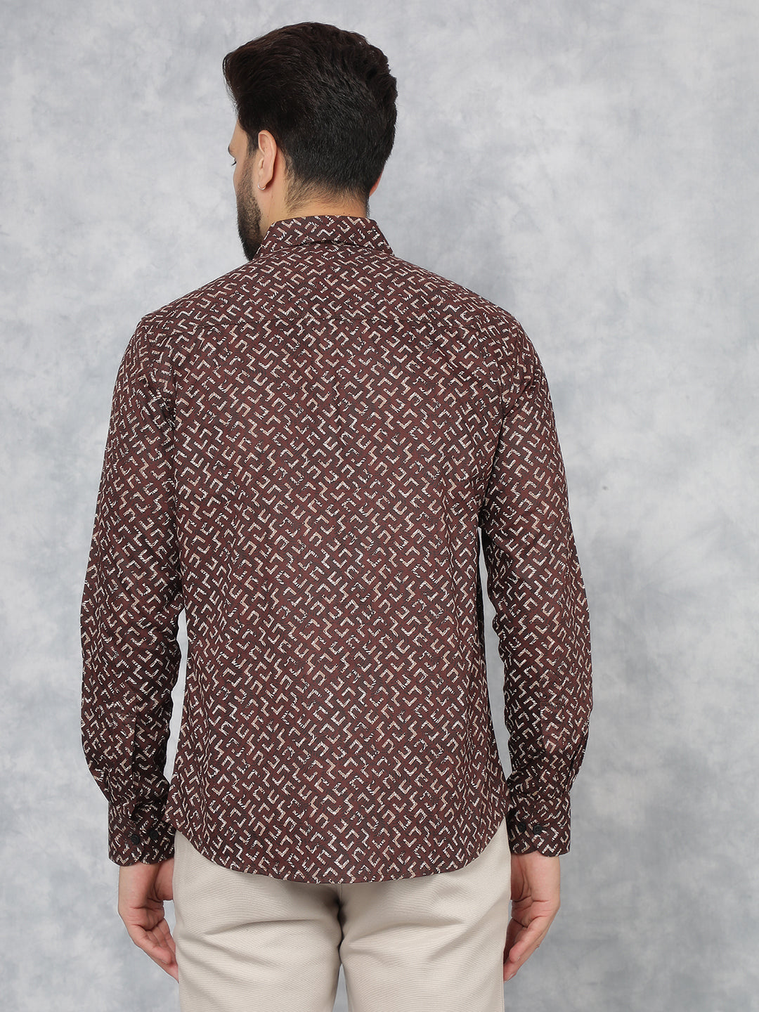 Wine Printed 100% Cotton Shirt-Men Shirts-Crimsoune Club