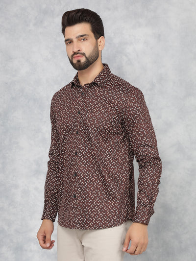 Wine Printed 100% Cotton Shirt-Men Shirts-Crimsoune Club