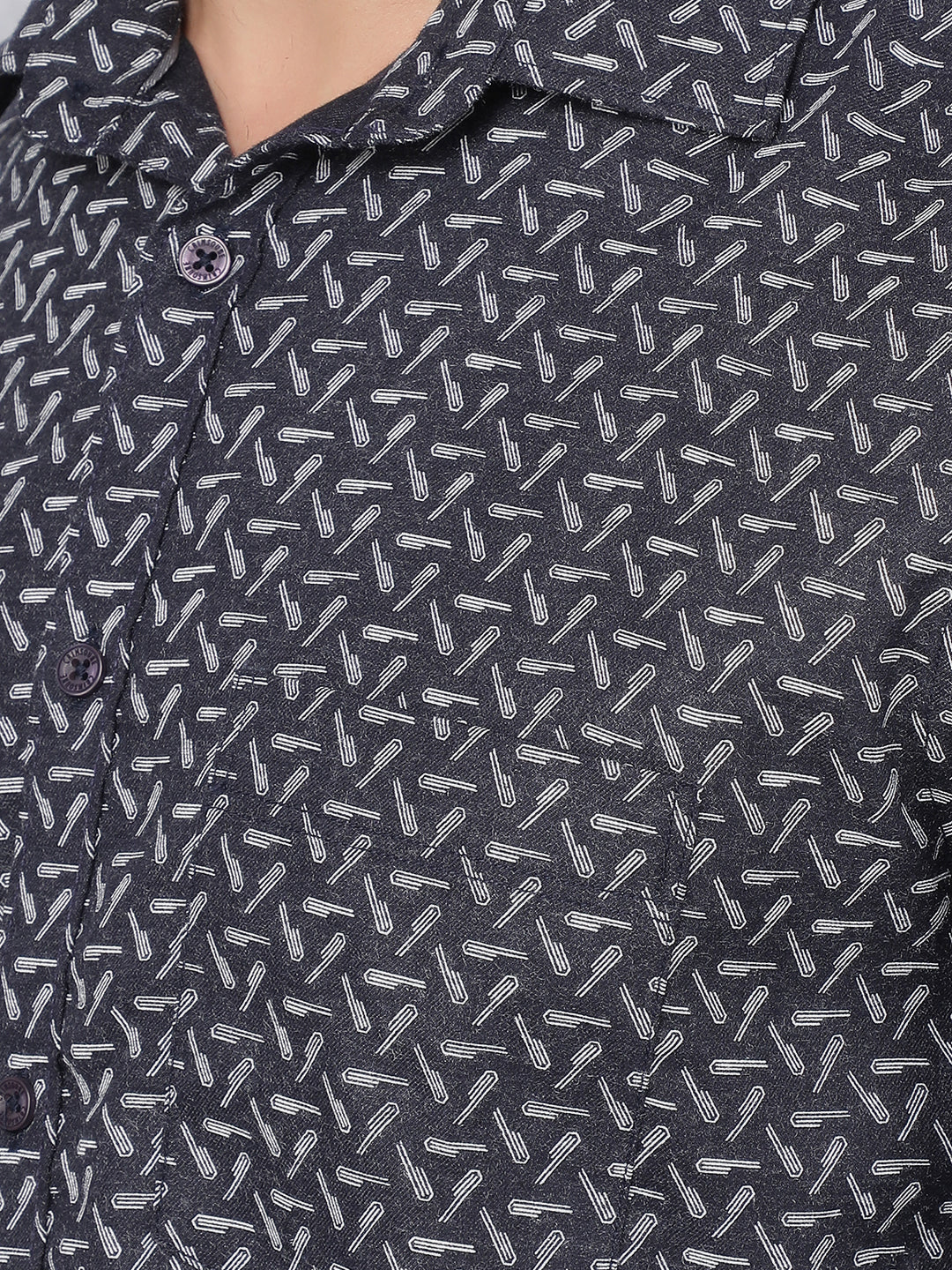 Navy Blue Printed Shirt-Men Shirts-Crimsoune Club