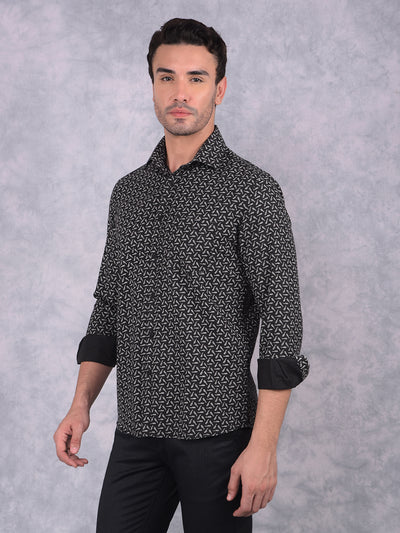 Black Printed Shirt-Men Shirts-Crimsoune Club