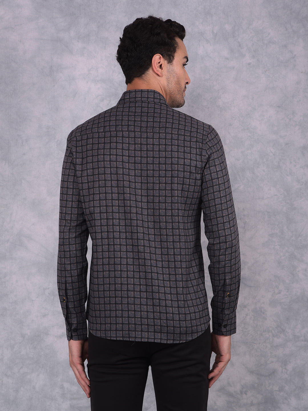 Black Checked Shirt-Men Shirts-Crimsoune Club