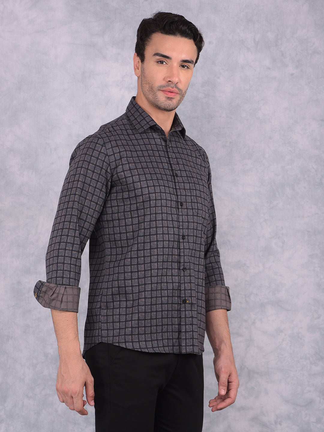 Black Checked Shirt-Men Shirts-Crimsoune Club