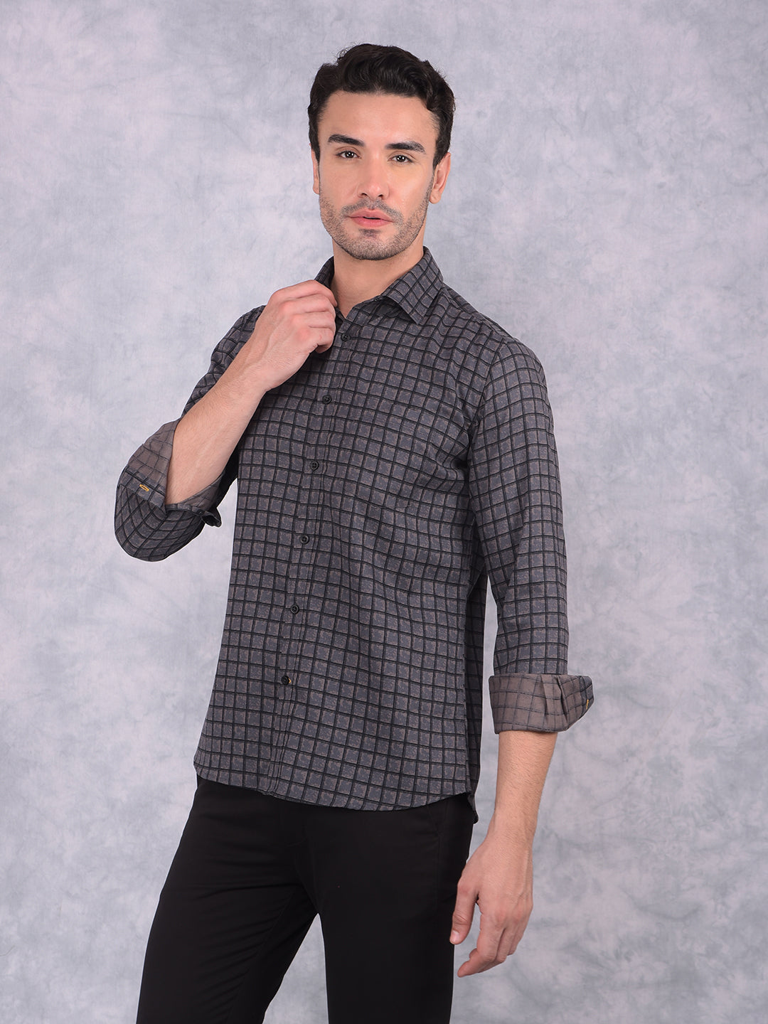 Black Checked Shirt-Men Shirts-Crimsoune Club