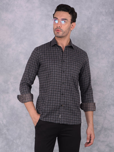 Black Checked Shirt-Men Shirts-Crimsoune Club