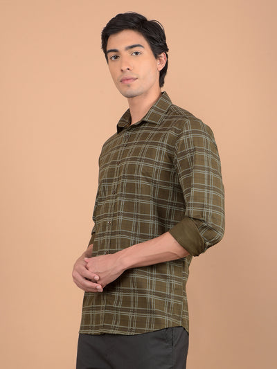 Brown Checked Shirt-Men Shirts-Crimsoune Club