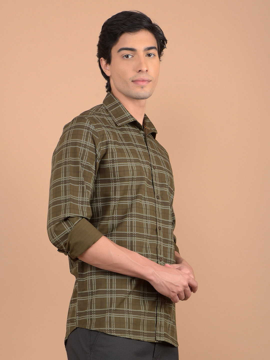 Brown Checked Shirt-Men Shirts-Crimsoune Club